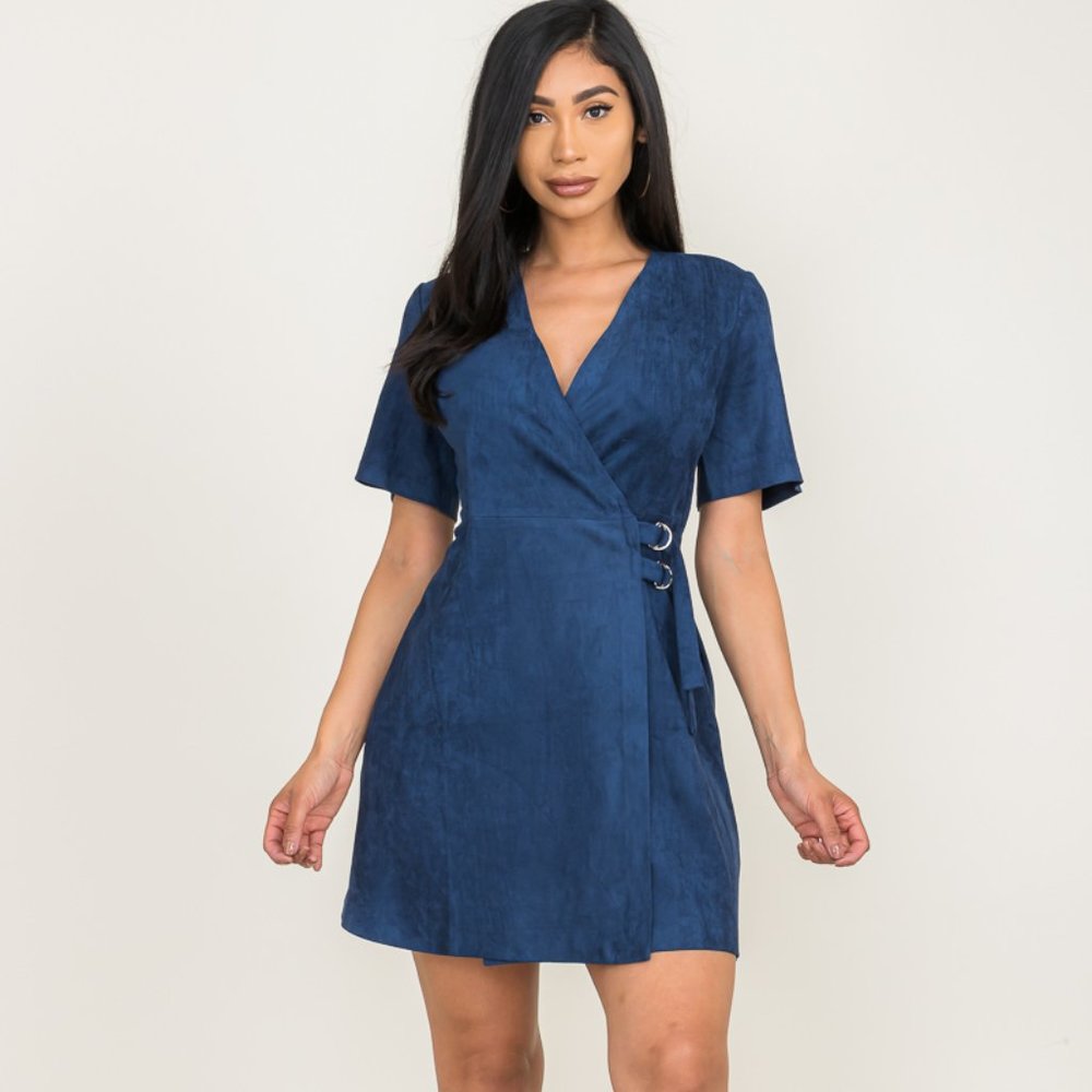 Fixed Suede Belted Dress